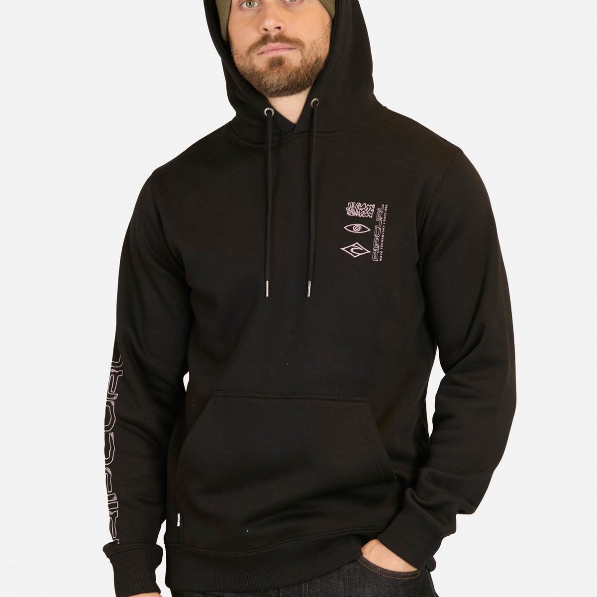 RIP CURL - Poleron Canguro Dax Negro Hombre Rip Curl - Negro