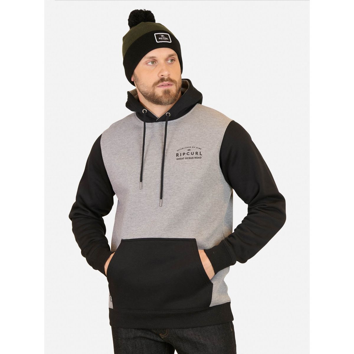 RIP CURL - Poleron Canguro Surfly Gris Hombre Rip Curl - Gris.