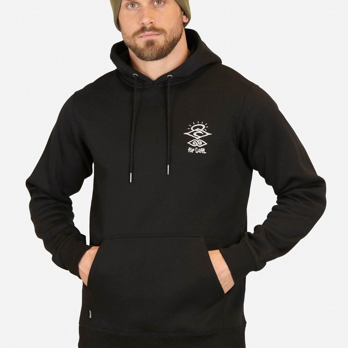 RIP CURL - Poleron Canguro The Search Negro Hombre Rip Curl - Negro
