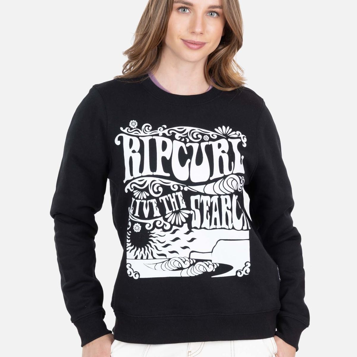 RIP CURL - Poleron CR Live The Serch Crew Negro Mujer Rip Curl - Negro