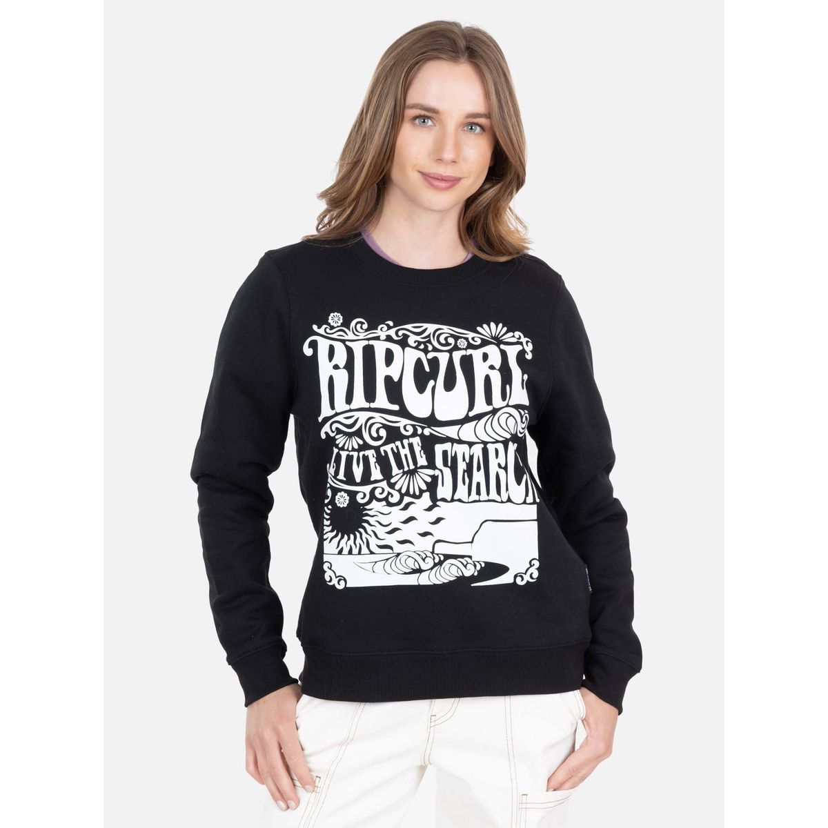 RIP CURL - Poleron CR Live The Serch Crew Negro Mujer Rip Curl - Negro