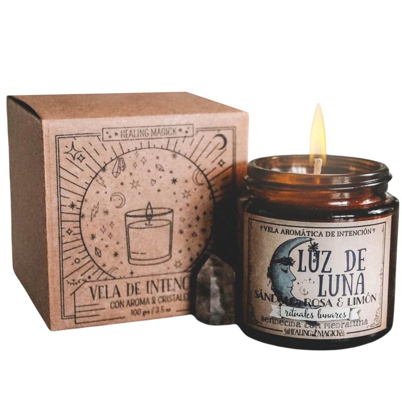 HEALING MAGICK - Moonlite Vela Aromática para Rituales de Luna Llena