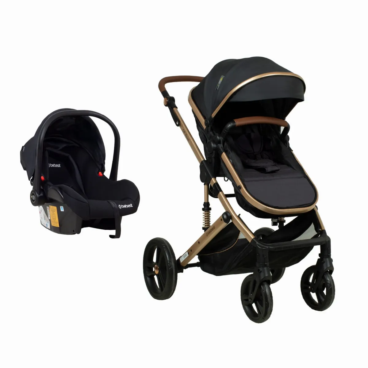 BEBESIT - Coche Cuna Travel System Offroad Negro