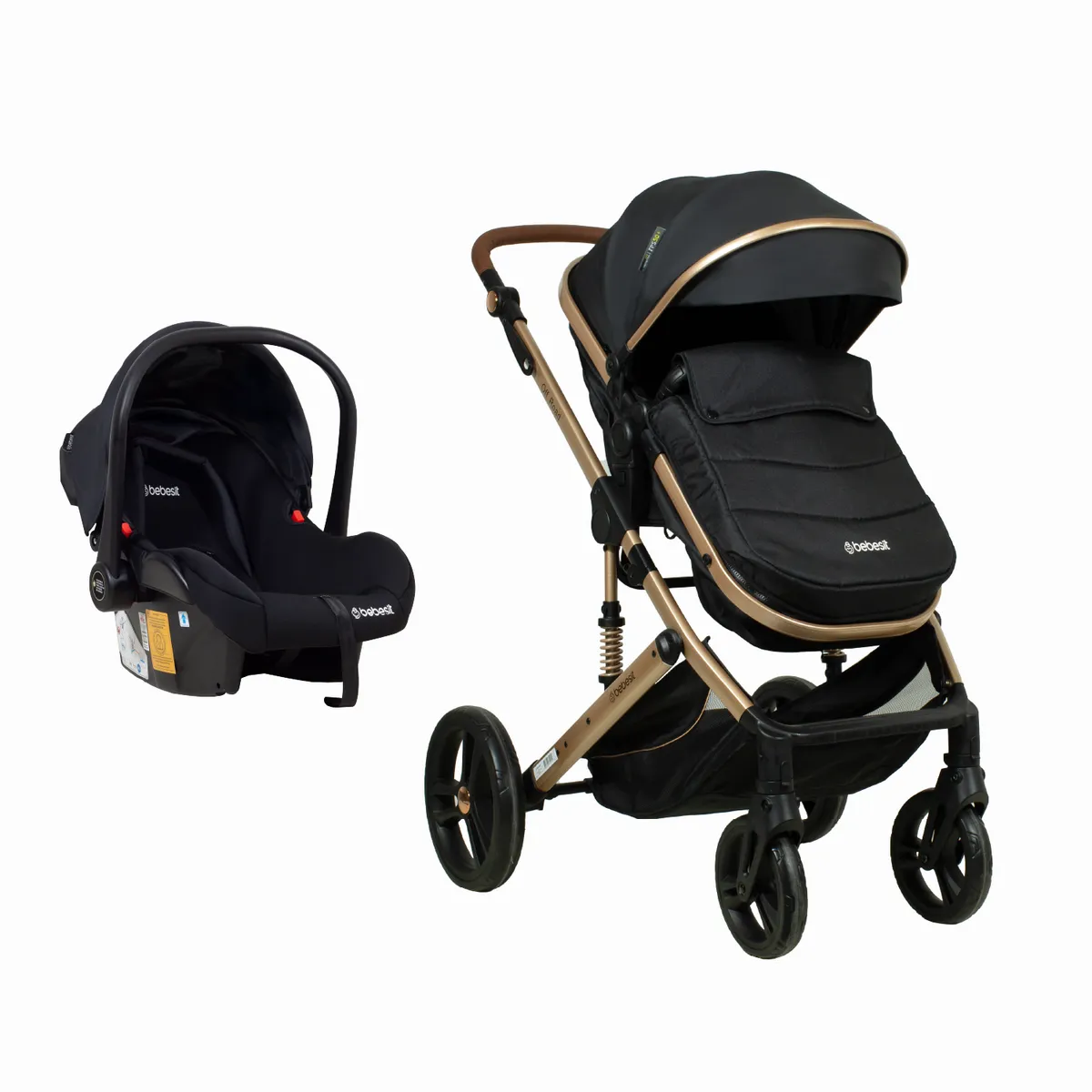 BEBESIT - Coche Cuna Travel System Offroad Negro
