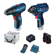 BOSCH - PACK TALADRO ATORNILLADOR GSR 120-LI + LLAVE DE IMPACTO GDR 120-LI + MALETA METALICA