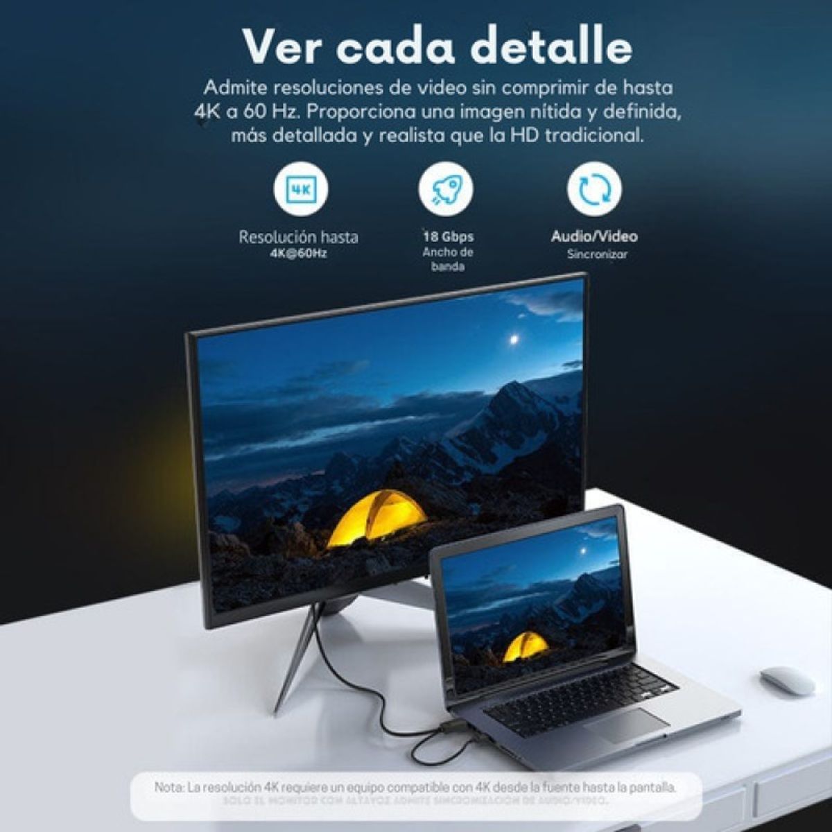 VENTION - Cable Displayport Displayport 4k 60hz 2m Vention Premium