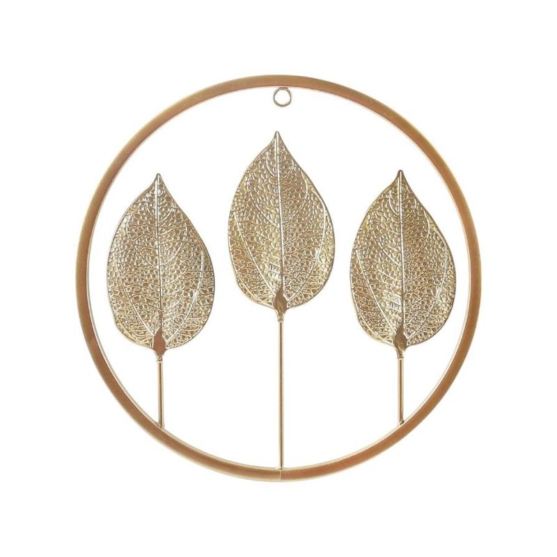 GENERICO - Adorno Decorativo Hojas Cuadro Estilo Metal 30x30cm