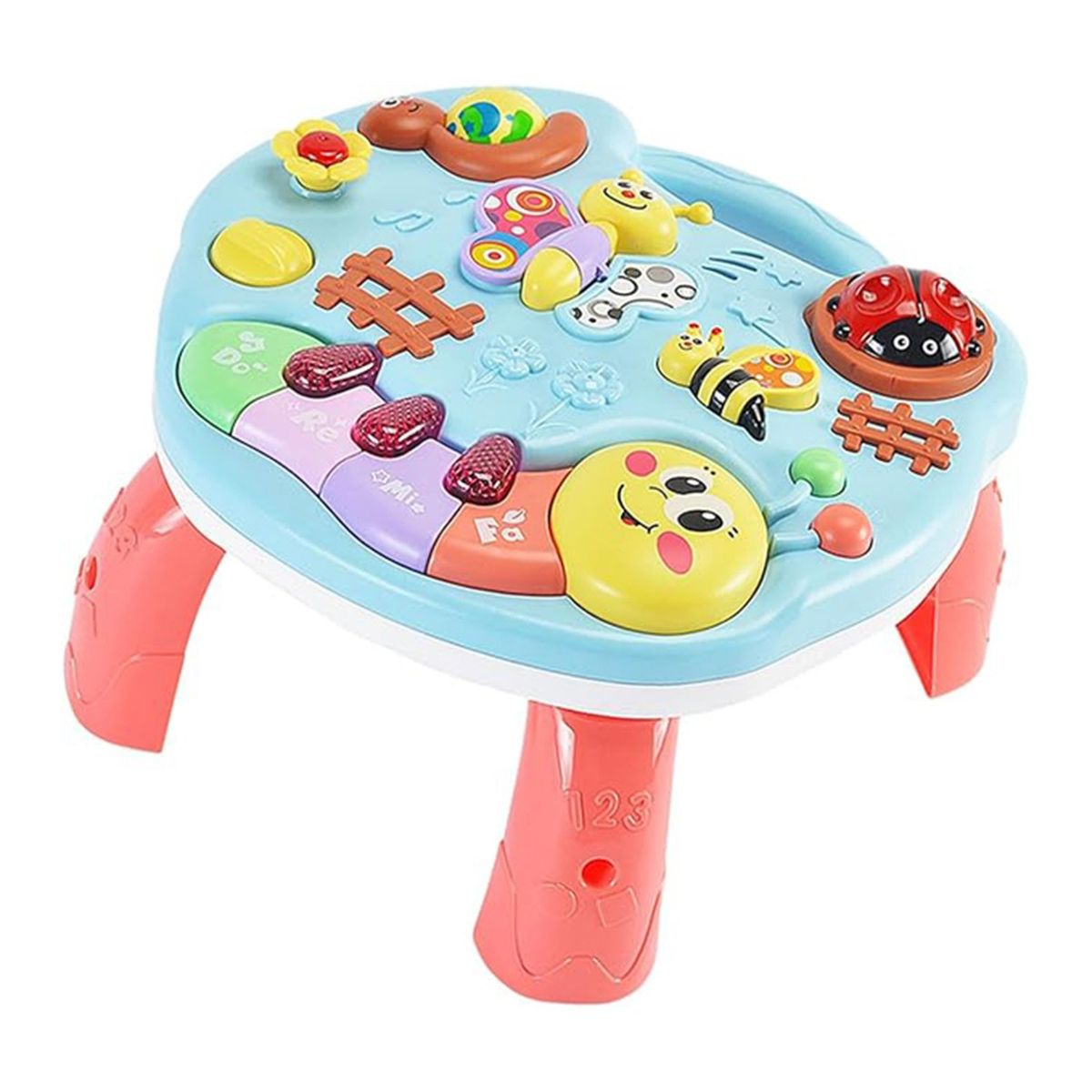 BEBESIT - Mesa Piano de Juguete interactivo 2 en 1 granja de animales