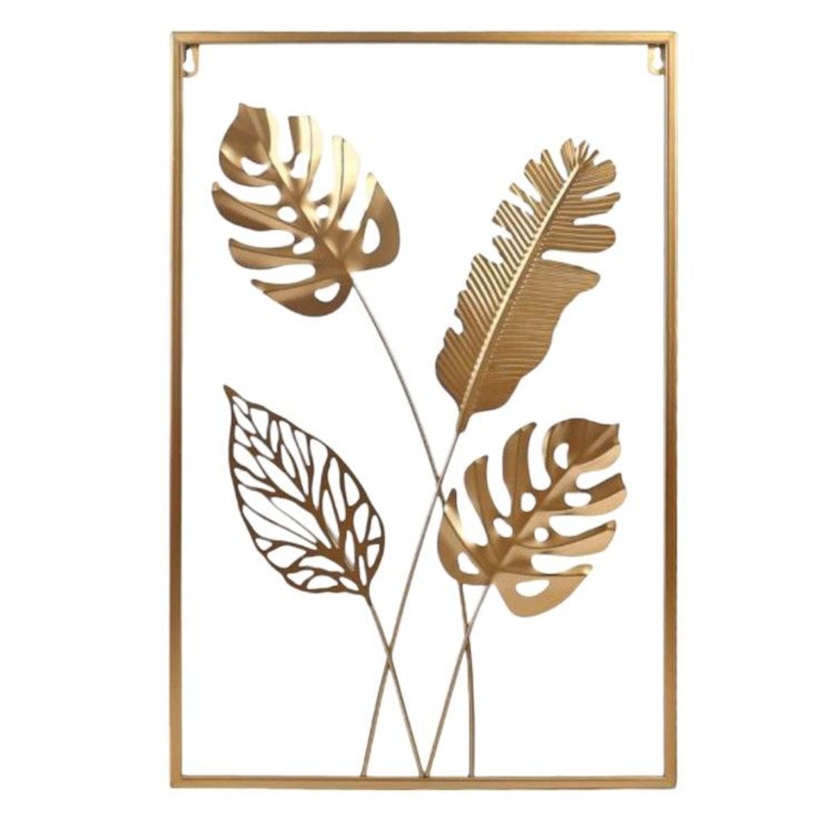 GENERICO - Adorno Decorativo Hojas Cuadro Estilo Metal 60x40cm