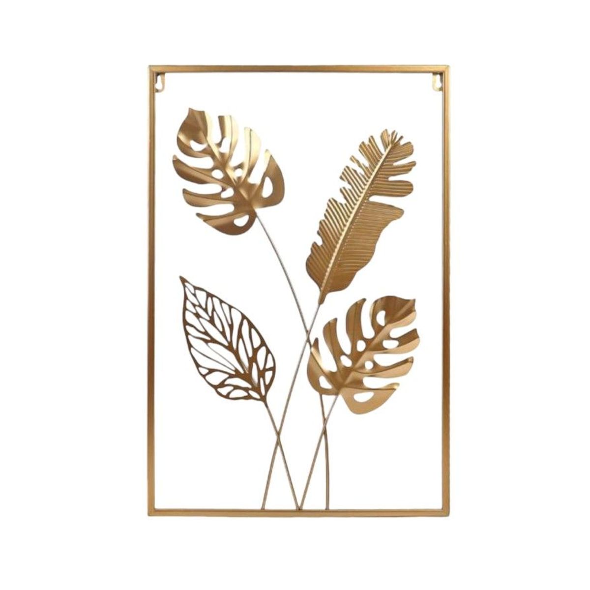 GENERICO - Adorno Decorativo Hojas Cuadro Estilo Metal 60x40cm