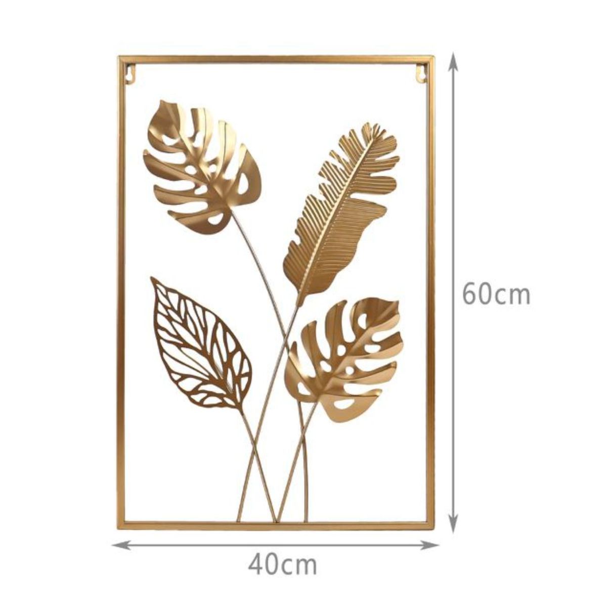 GENERICO - Adorno Decorativo Hojas Cuadro Estilo Metal 60x40cm