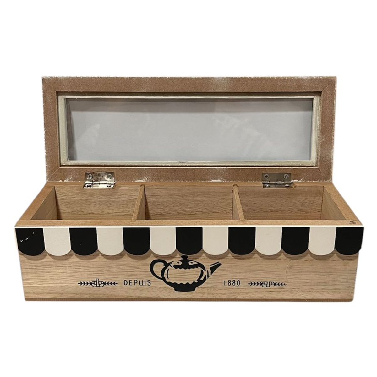 GENERICO - Caja De Té Mediana De Madera 3 Espacios Home Safe