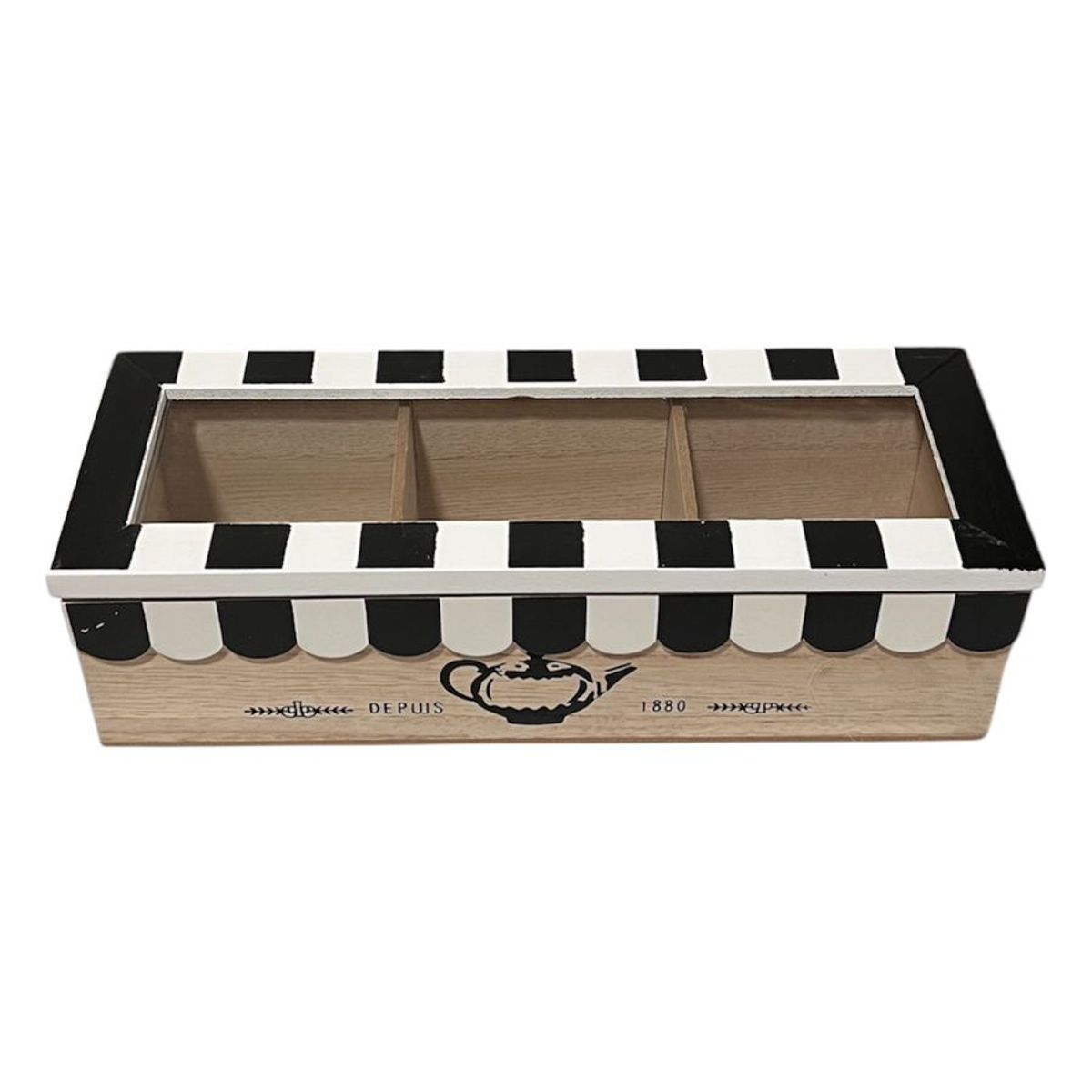 GENERICO - Caja De Té Mediana De Madera 3 Espacios Home Safe
