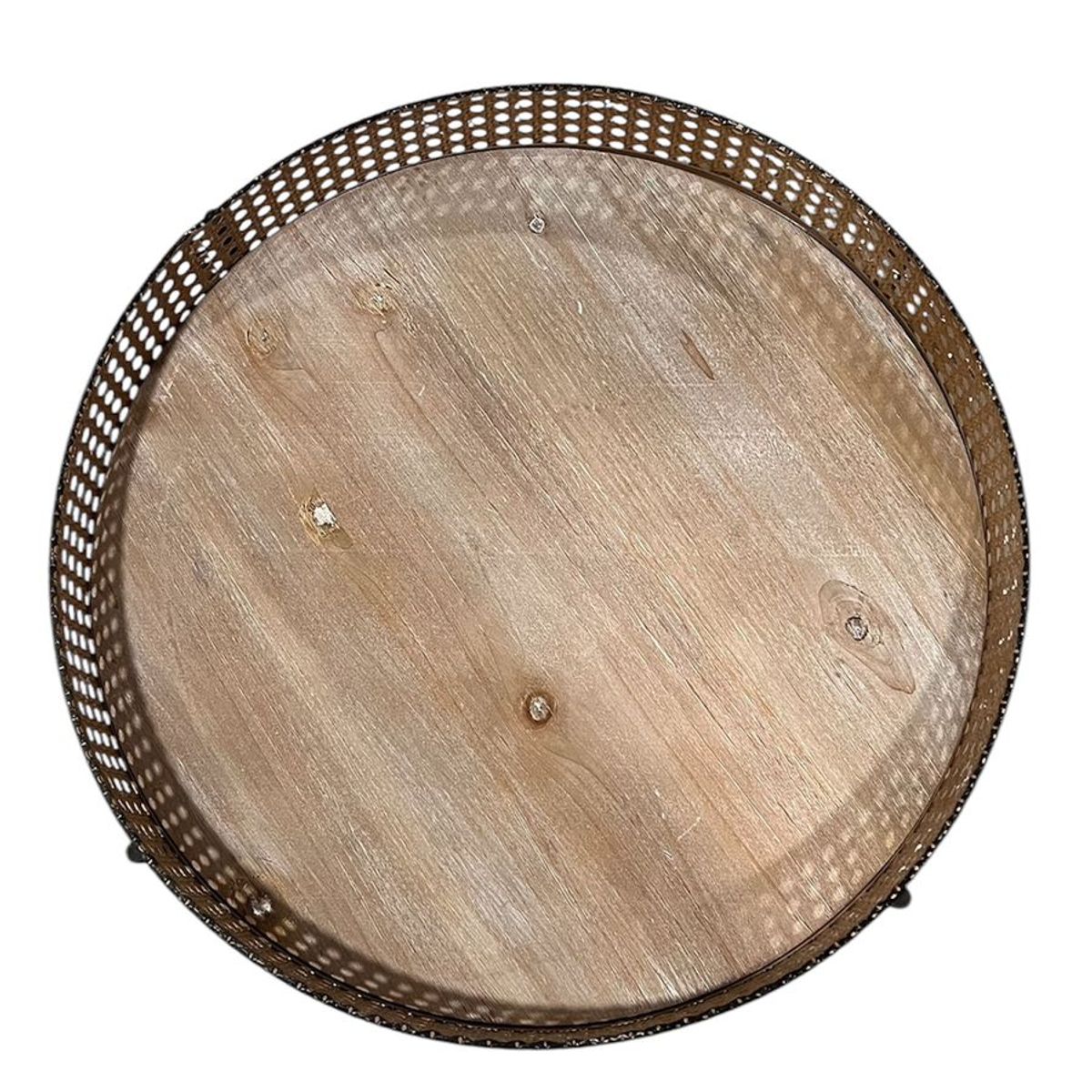GENERICO - Mesa De Centro Auxiliar Madera Malla Decoración 49x40cm.