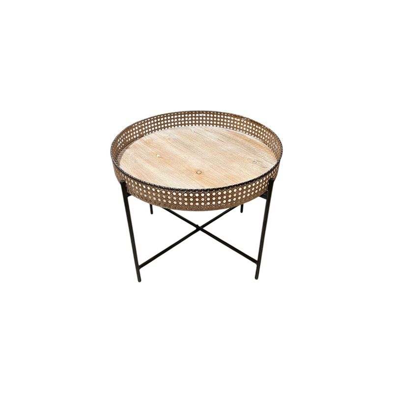 GENERICO - Mesa De Centro Auxiliar Madera Malla Decoración 62x50cm.