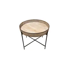 GENERICO - Mesa De Centro Auxiliar Madera Malla Decoración 62x50cm.