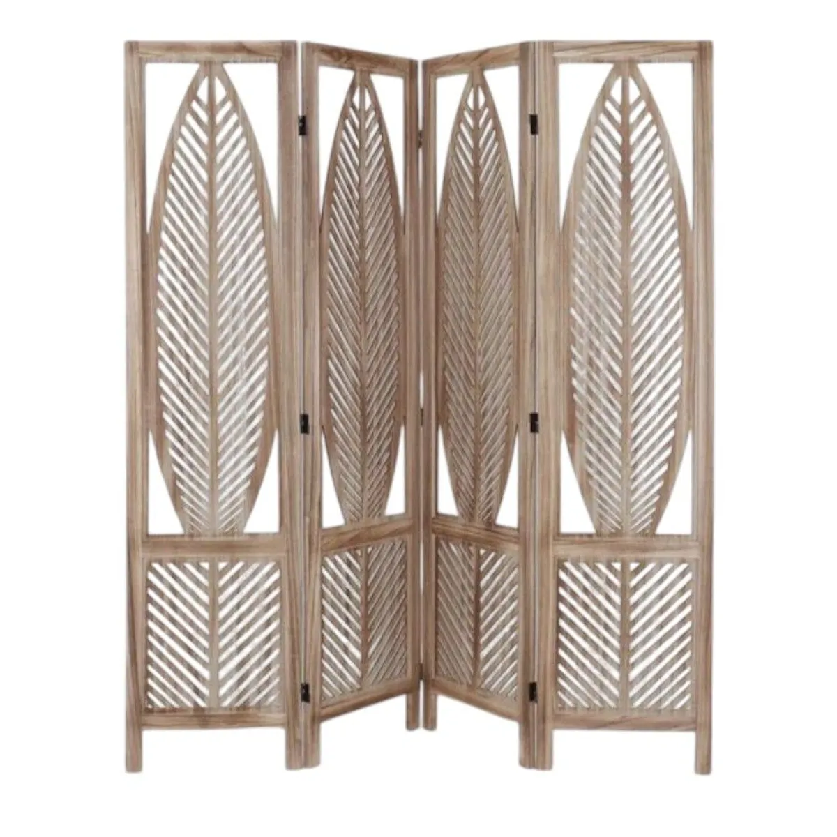 OEM - Biombo De Madera Resistente 4 Paneles Diseño Hoja 40x170cm