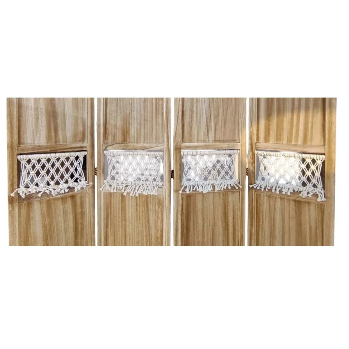 OEM - Biombo De Madera Resistente 4 Paneles Tejido Tela 40x170cm