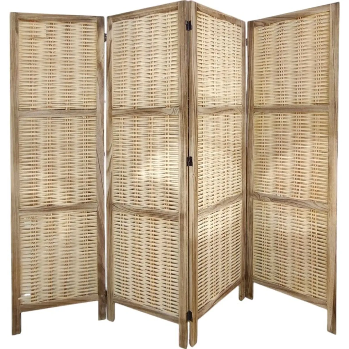 OEM - Biombo De Madera Resistente 3 Paneles Clasico Tejid 40x170cm