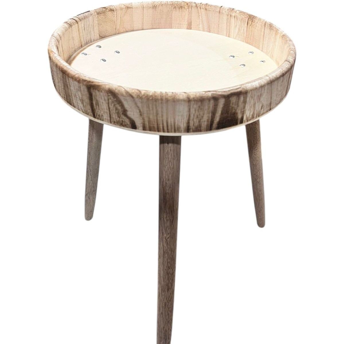 GENERICO - Mesa Lateral Auxiliar Mesa De Centro Beige 33cm.