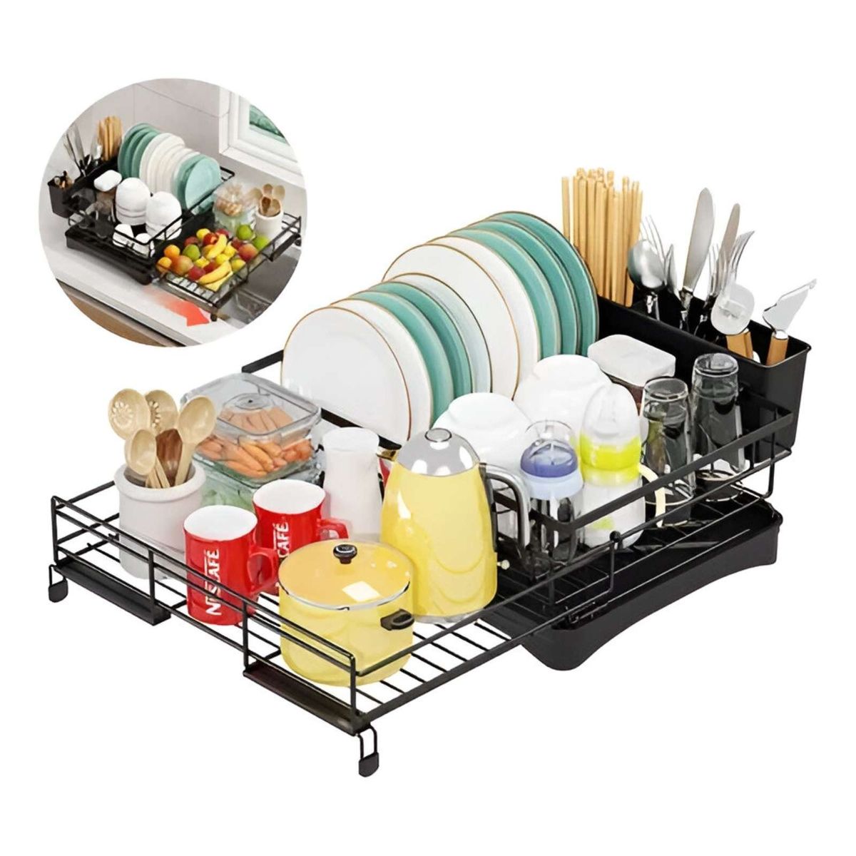 GENERICO - ESCURRIDOR DE PLATO EXPANDIBLE GRAN CAPASIDAD Y FIRMESA