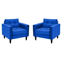BODEVIR - Set Sofa Retro 1C Felpa 00 Azul Rey