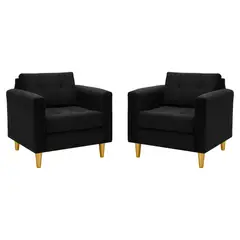 BODEVIR - Set Sofa Retro 1C Felpa 01 Negro