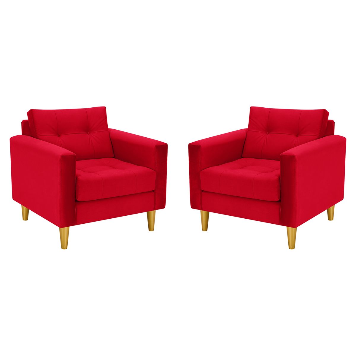BODEVIR - Set Sofa Retro 1C Felpa 01 Rojo