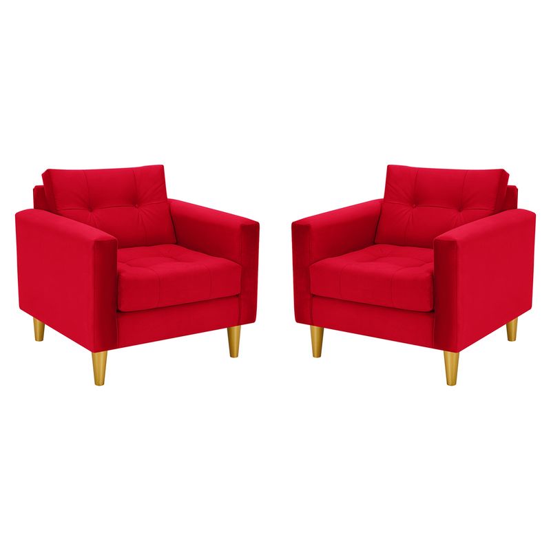 BODEVIR - Set Sofa Retro 1C Felpa 01 Rojo