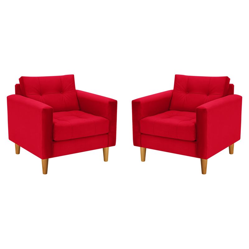 BODEVIR - Set Sofa Retro 1C Felpa 04 Rojo