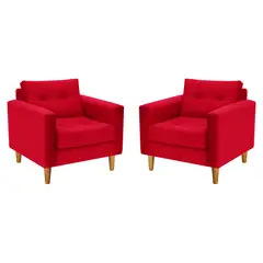 BODEVIR - Set Sofa Retro 1C Felpa 04 Rojo