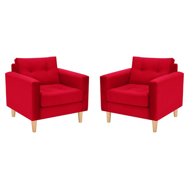 BODEVIR - Set Sofa Retro 1C Felpa 05 Rojo