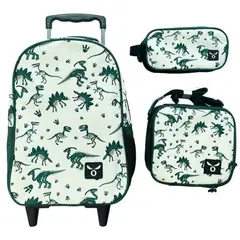 MOOSE - Pack Escolar Dino Kids Lonchera + Maleta + Estuche - Verde