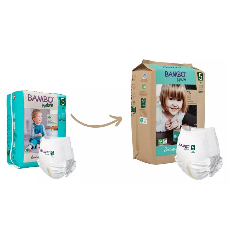 BAMBO NATURE - Pañal Ecológico Bambo Nature Pants 5 Xl 11-17 Kg