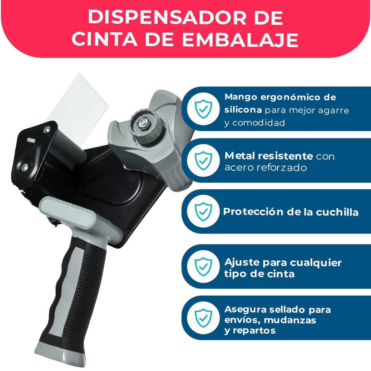 GENERICO - Dispensador Cinta de Embalaje - Pack Mayorista - Gris - Tamano Unico