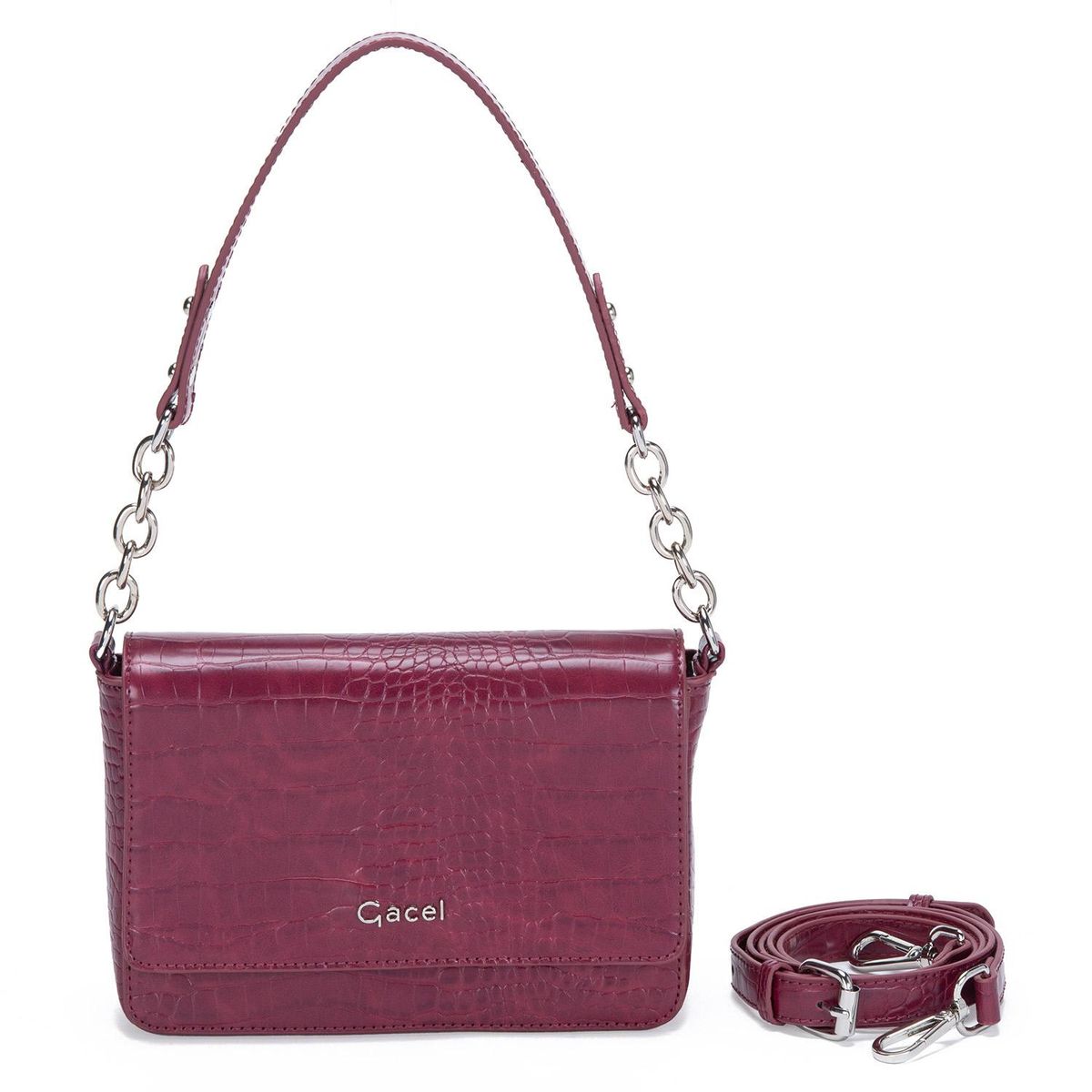 GACEL - Cartera - Retro con Tapa Grande - Gacel - Burdeo