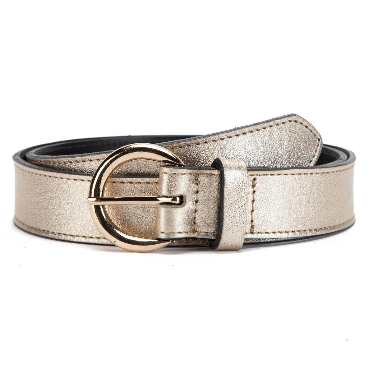 GACEL - Cinturon de cuero mujer Gacel dorado