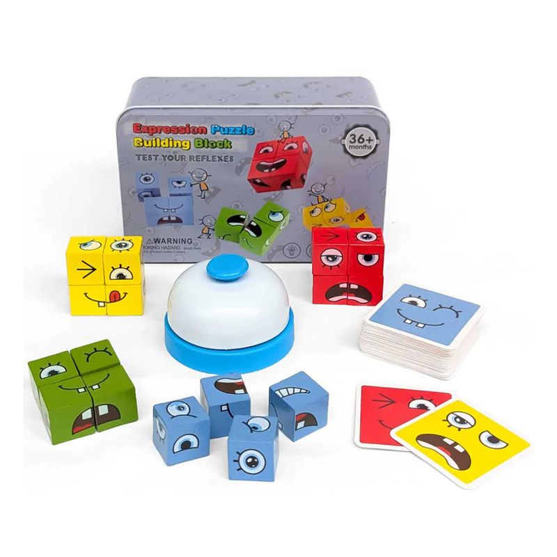 GENERICO - Juego Expresiones Cubos Madera Con Timbre y Caja
