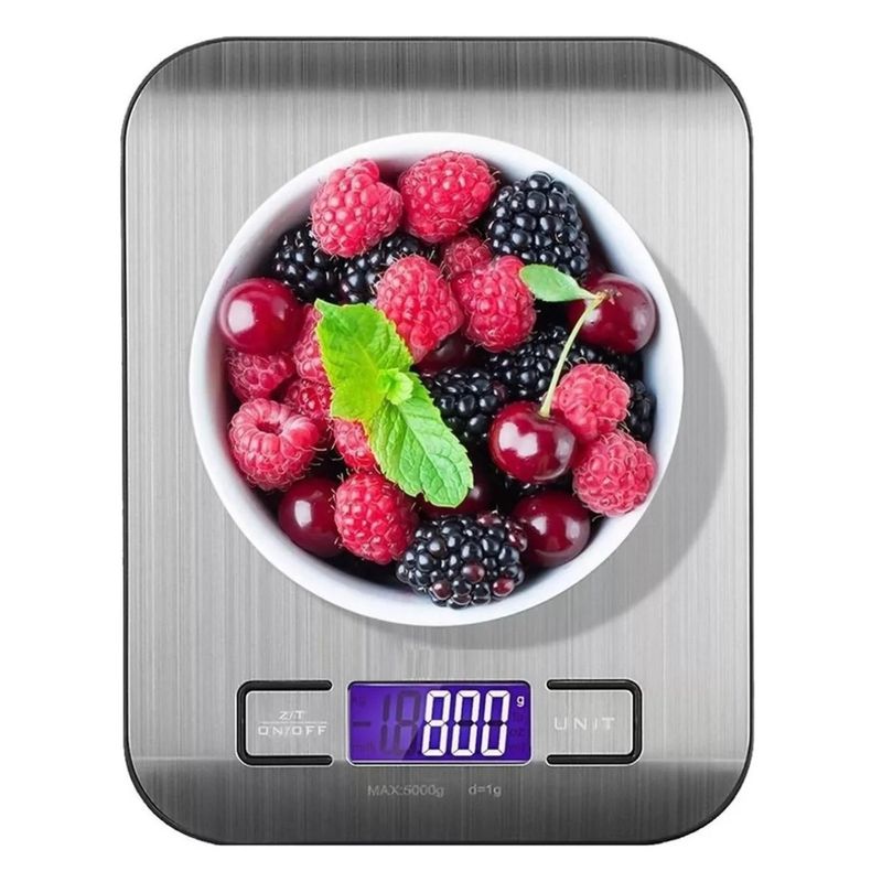 GENERICO - Bascula Digital Para Cocina 5 Kg Ligera De Acero Inoxidable