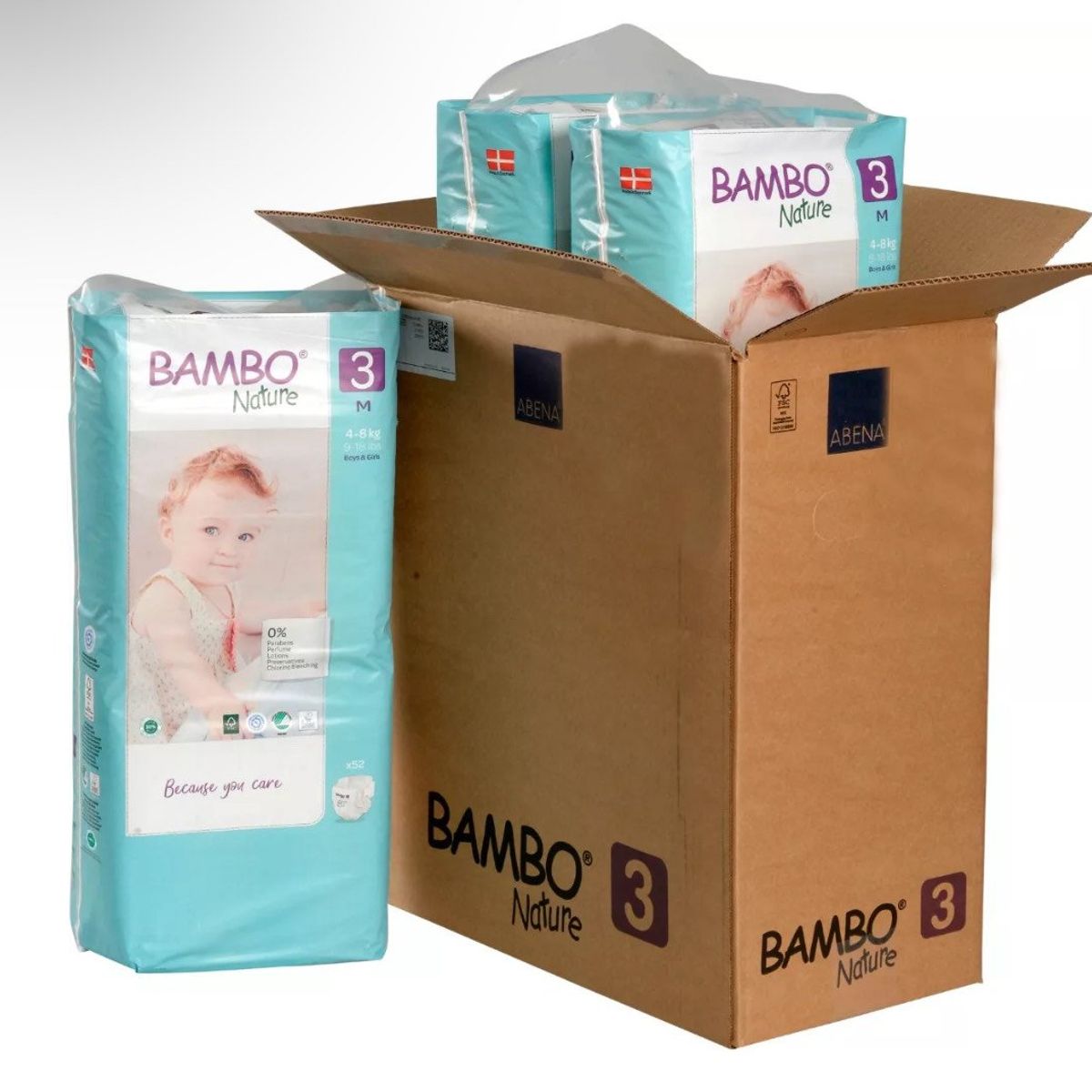 BAMBO NATURE - Caja Pañal Ecológico Bambo Nature 3 Paquete Alto 156 Unid