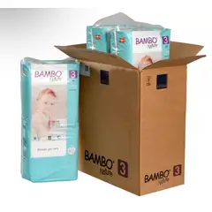 BAMBO NATURE - Caja Pañal Ecológico 3 Paquete Alto 156 Unid