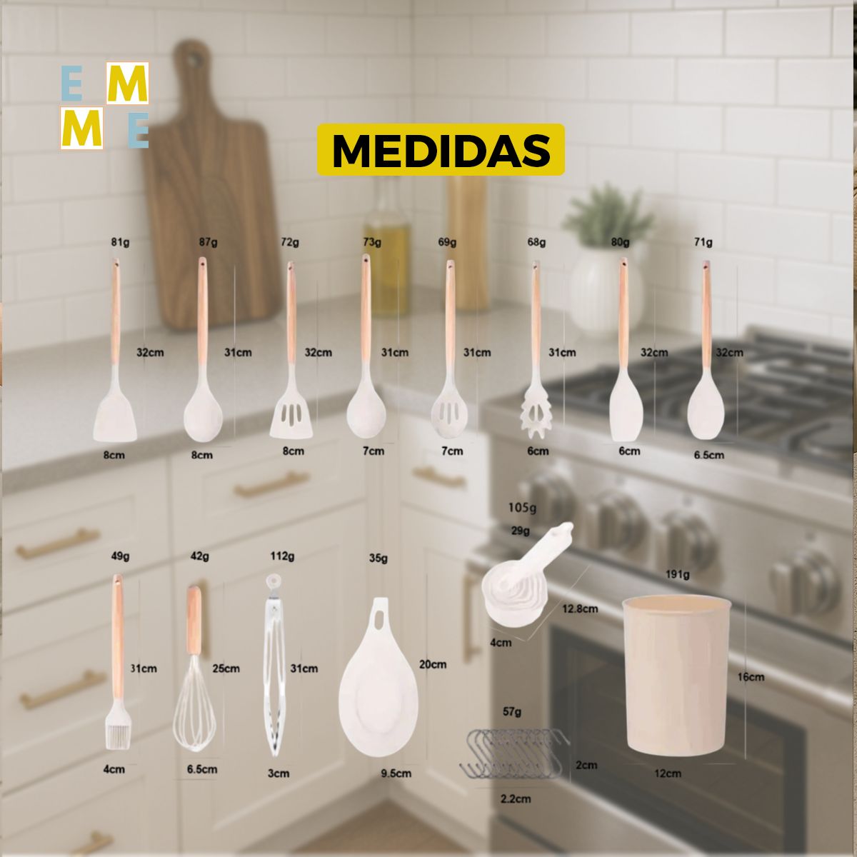 GENERICO - Juego De Utensilios Premium De Cocina con Tazas Medidora Negro 33 pzas