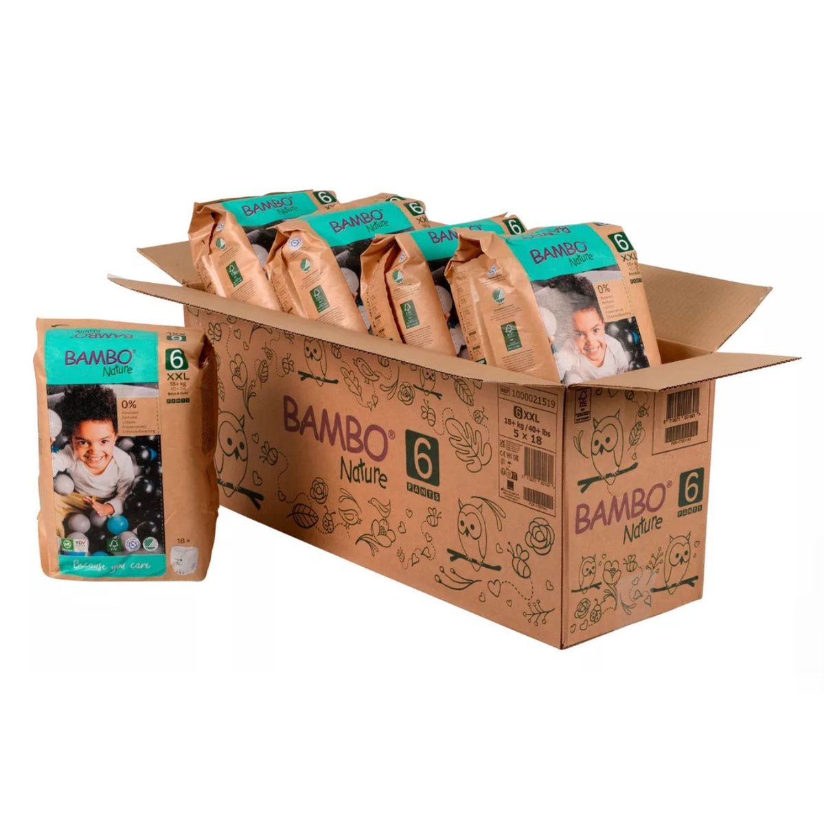 BAMBO NATURE - Caja Pañal Ecológico Bambo Nature Pants 6 Xxl 15+ Kg