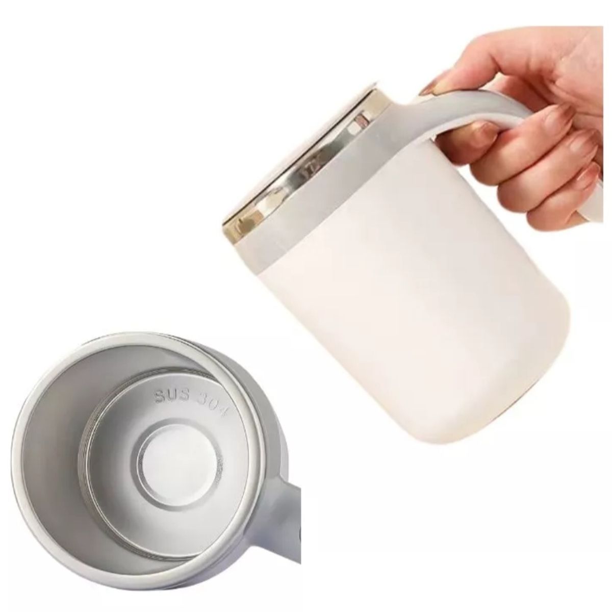 GENERICO - Taza Magnética Automática Acero Inoxidable Mezclador Térmico