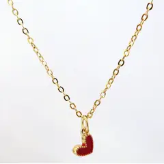 GENERICO - Cadena Bañada oro de 18k y dije mini de corazón rojo
