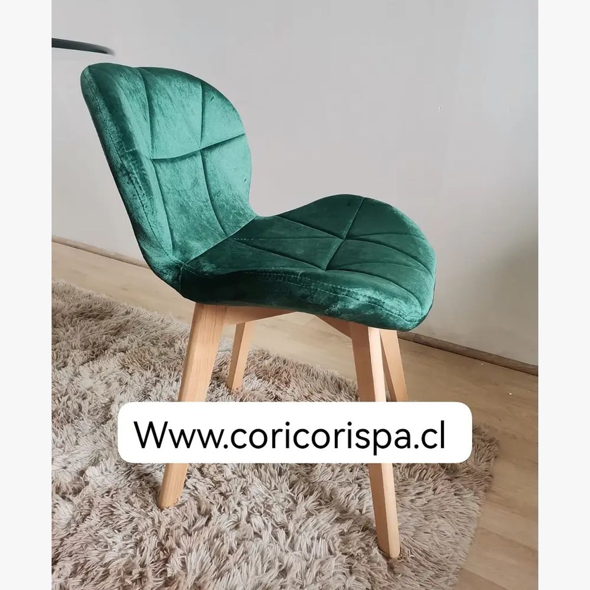 CORI CORI - Comedor Mesa Cuadrada Madera 80x80cms  + 4 Sillas Mariposa Velvet Verde…