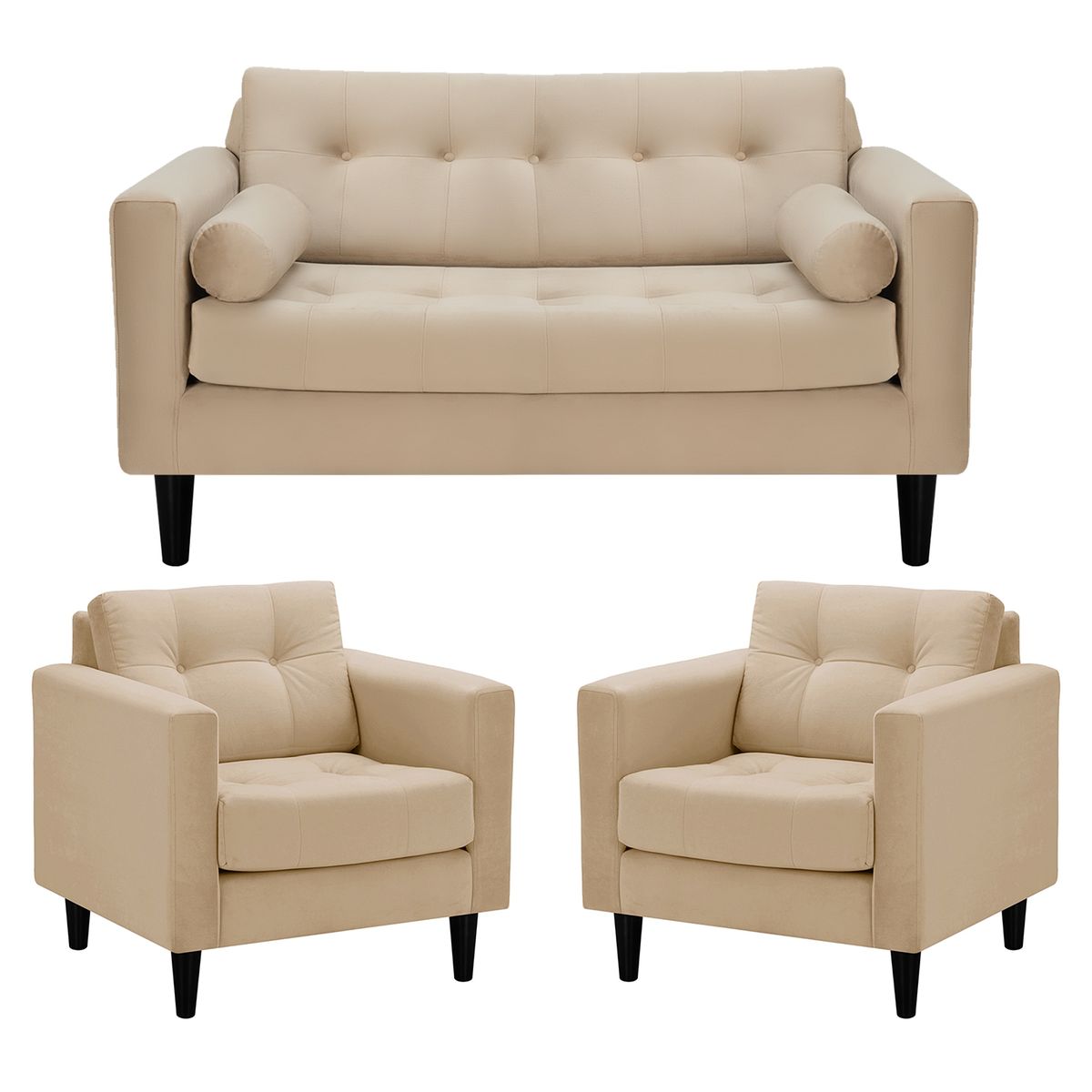 BODEVIR - Sofa Retro 2C+1+1 Felpa 00 Beige