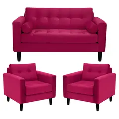 BODEVIR - Sofa Retro 2C+1+1 Felpa 00 Burdeo