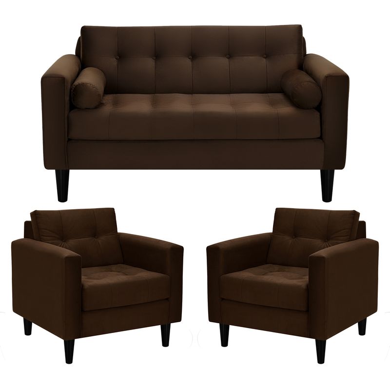 BODEVIR - Sofa Retro 2C+1+1 Felpa 00 Chocolate