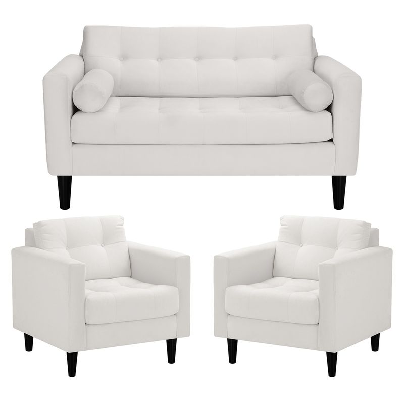 BODEVIR - Sofa Retro 2C+1+1 Felpa 00 Crudo